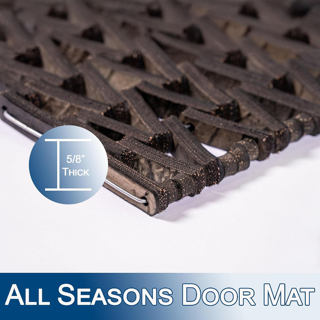 Durite Outdoor Entrance Mat, Recycled Rubber Tire-Link Doormat, Heavy Duty Non-Slip Herringbone Weave, Open Drainage