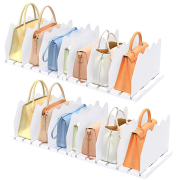 Adjustable Shelf Dividers for Closet, Purse Organizers for Bag, White