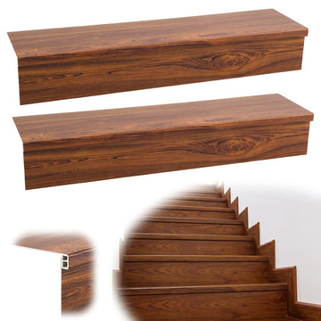 2 Set 4 Pcs Vinyl Stair Tread & Riser Kit, Waterproof Scratch Resistant | 48" x 11.8" Stair Treads with 48" x 7.5"