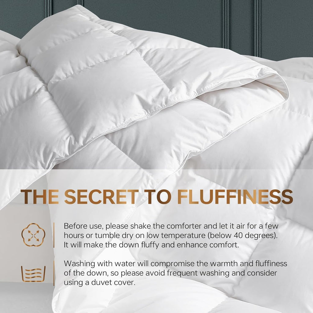 Goose Down Comforter Twin, Fluffy Soft Noiseless Duvet Insert, 100% Cotton Shell, 750+ Fill Power, 4