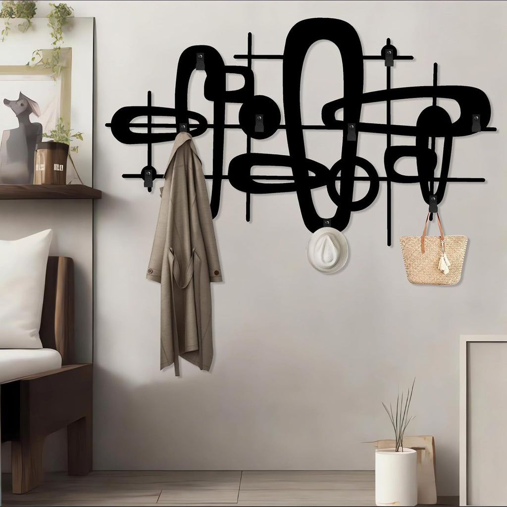Mid Century Metal Coat Rack, Abstract Coat Hooks Wall Decor, Mid Century Luxury Wall Mount, Retro Art Coat Rack, Key