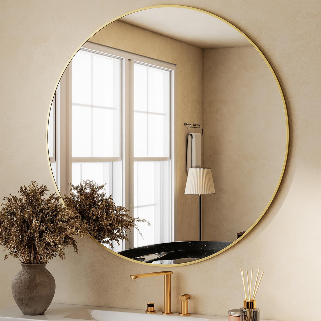 48 Inch Round Mirror Gold Circle Bathroom Mirror