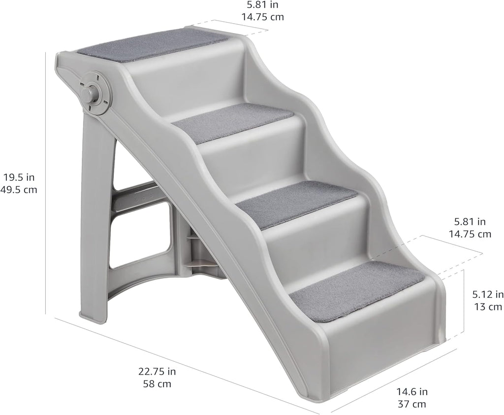 Foldable Non-Slip Pet Stairs for Small Dogs and Cats, Senior Pets, Easy to Climb, 14.6" x 22.75" x 19.5", Grey