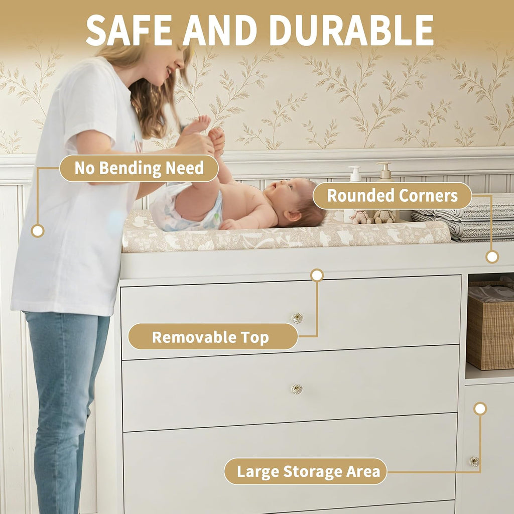 Baby Dresser with 5 Drawers Changing Table Dresser with Changing Table Top