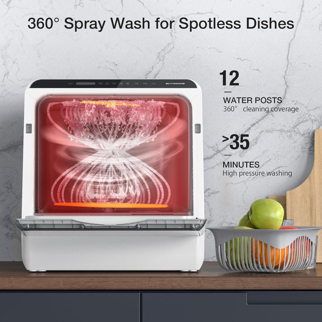 Portable Dishwasher Countertop, WIFI Smart Dishwasher, Compact Dishwashers with 5L Built-in Water Tank, 6 Programs