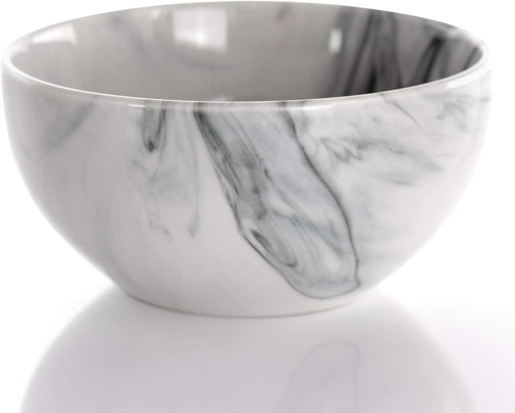 Fine Marble 16 Piece Stoneware Dinnerware Set in Black and White