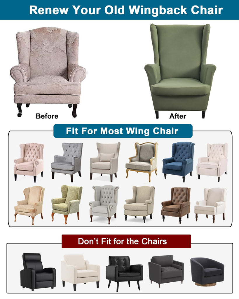 Wingback Chair Covers Green Armchair Slipcovers