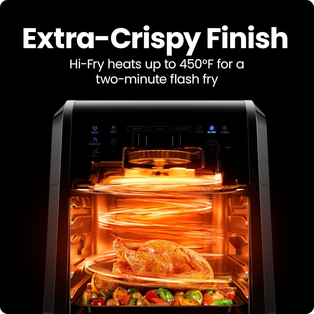 12-Quart 5-in-1 Air Fryer Oven with Digital Timer, Touchscreen, and 12 Presets - Family Size Countertop Convection