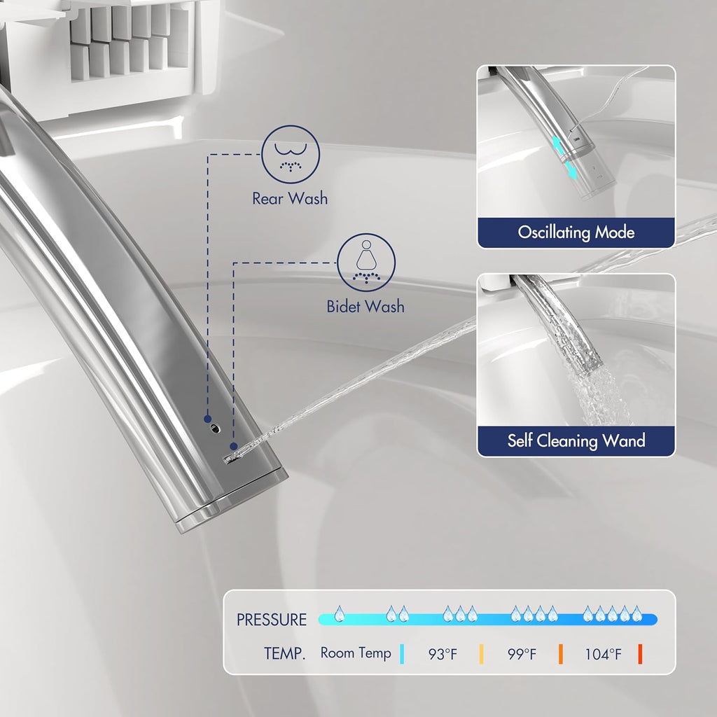 Smart Toilet, Eridanus One Piece Tankless Toilet with Bidet Built in, Foot-Sensor, Off-Seat Auto Flush