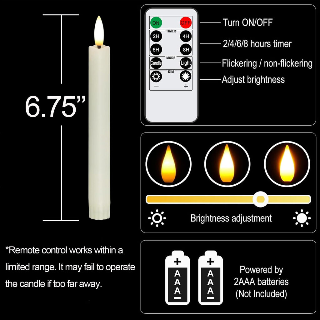 31-inch Large Wall Candle Sconces with Remote Controlled Flameless LED Taper Candles, Set of 2, Wall Mounted Candle