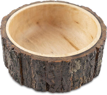 Wood Potpourri Bowl with Tree Bark, Small, 6" Diameter x 3" Height, Wooden Decorative Bowl