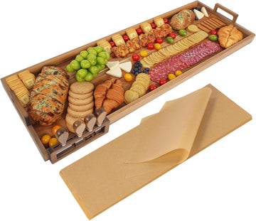 Acacia Wood Large Charcuterie Board 36x12 Inch with Cheese Knife Set | Extra Large Acacia Wood Board with