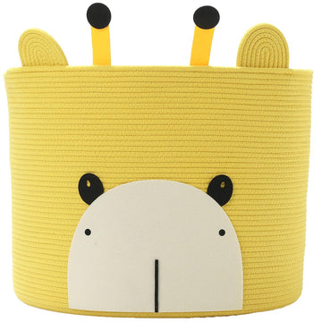 18x15 Inch Giraffe Basket, Open Cotton Rope Animal Storage Bin for Kids Bedroom Playroom, Cute Woven Laundry Basket