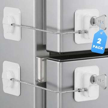 2PCS Mini Fridge Lock, Child Proof Cabinet Lock with 4 Keys, Upgraded Refrigerator Locks Baby Proofing for Freezer