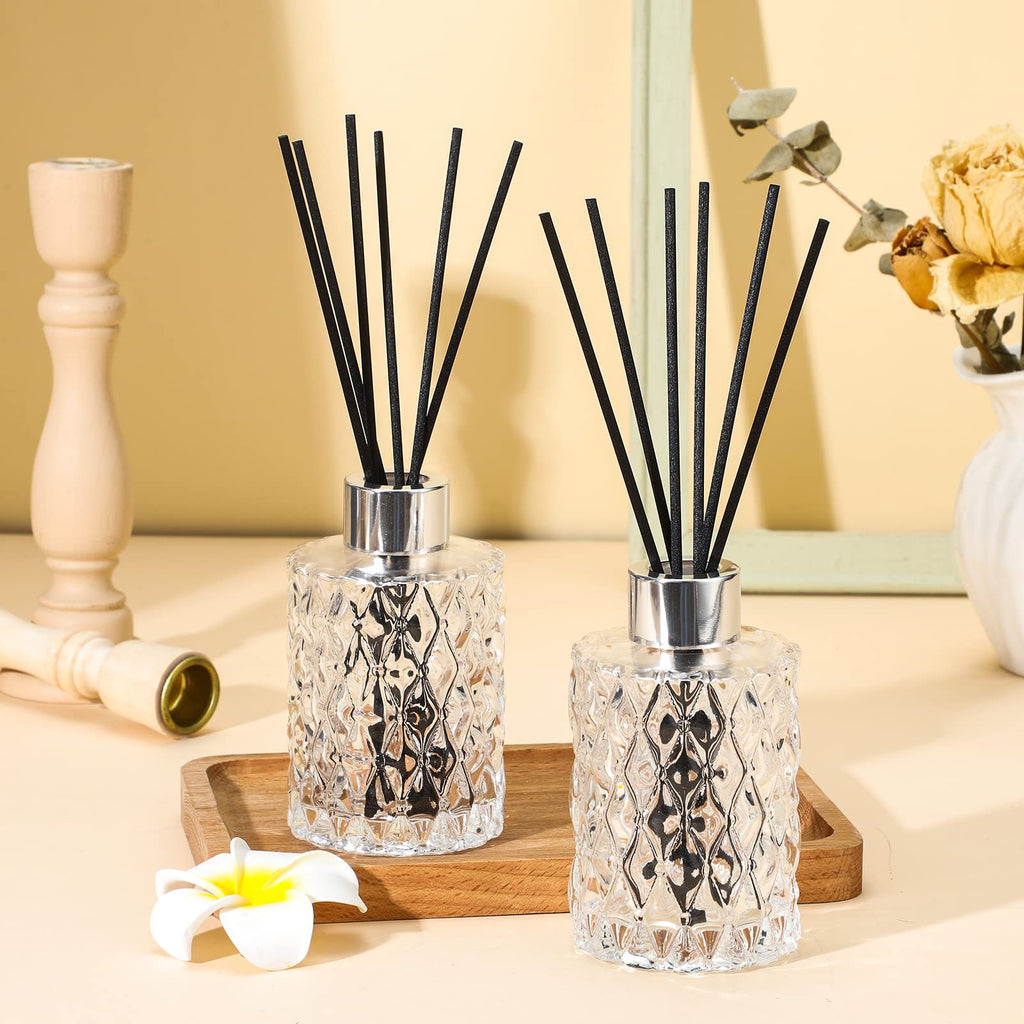 16 Pack Empty Reed Diffuser Bottles with Caps Rattan Sticks, Silver
