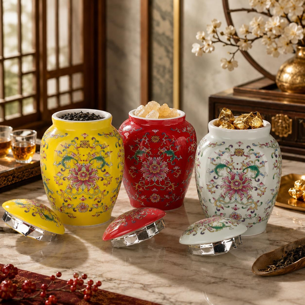 Mini Chinoiserie Ginger Jar, Ceramic Decorative Jar, Small Storage Jar Flower Vase, Chinese Style Floral Vine