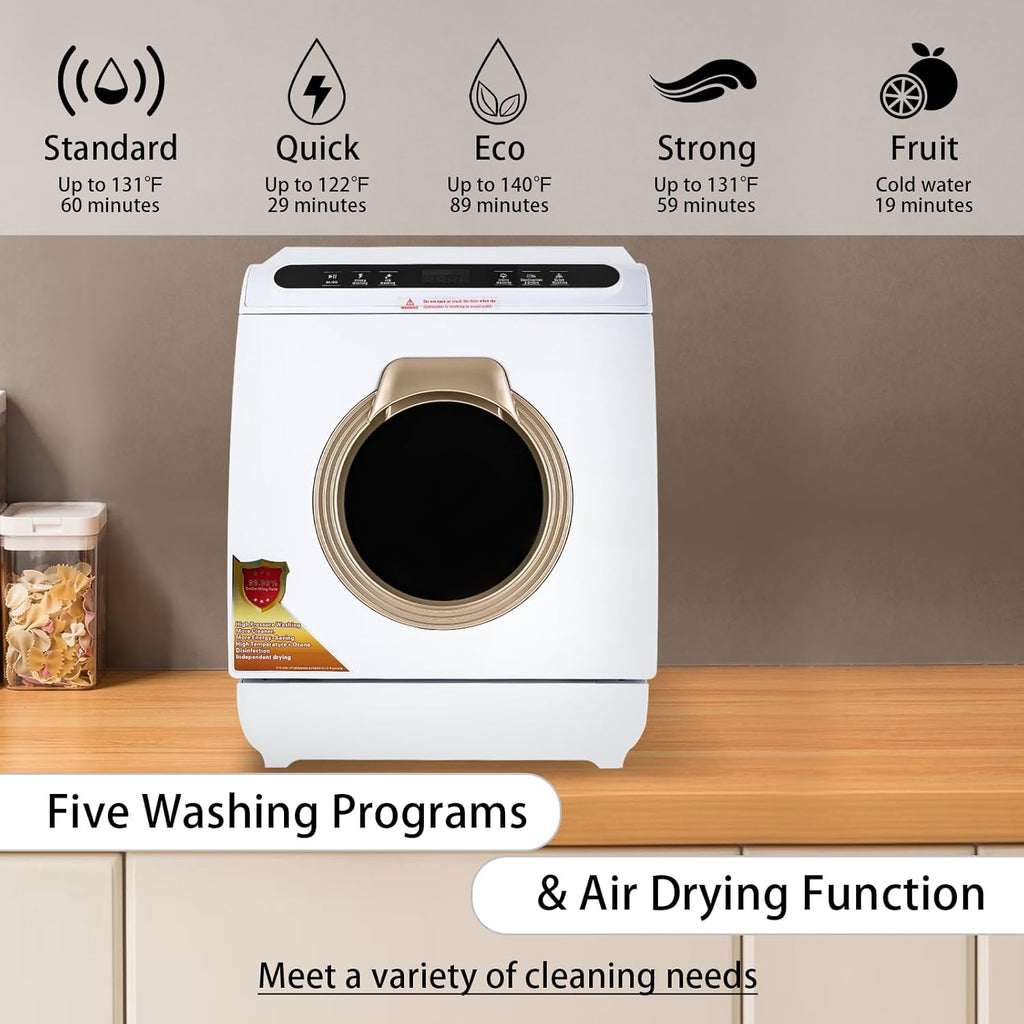 3-in-1 Function Countertop Dishwasher, 900W Portable Mini Dishwasher with 5 Cleaning Modes, 17 Spray Nozzles
