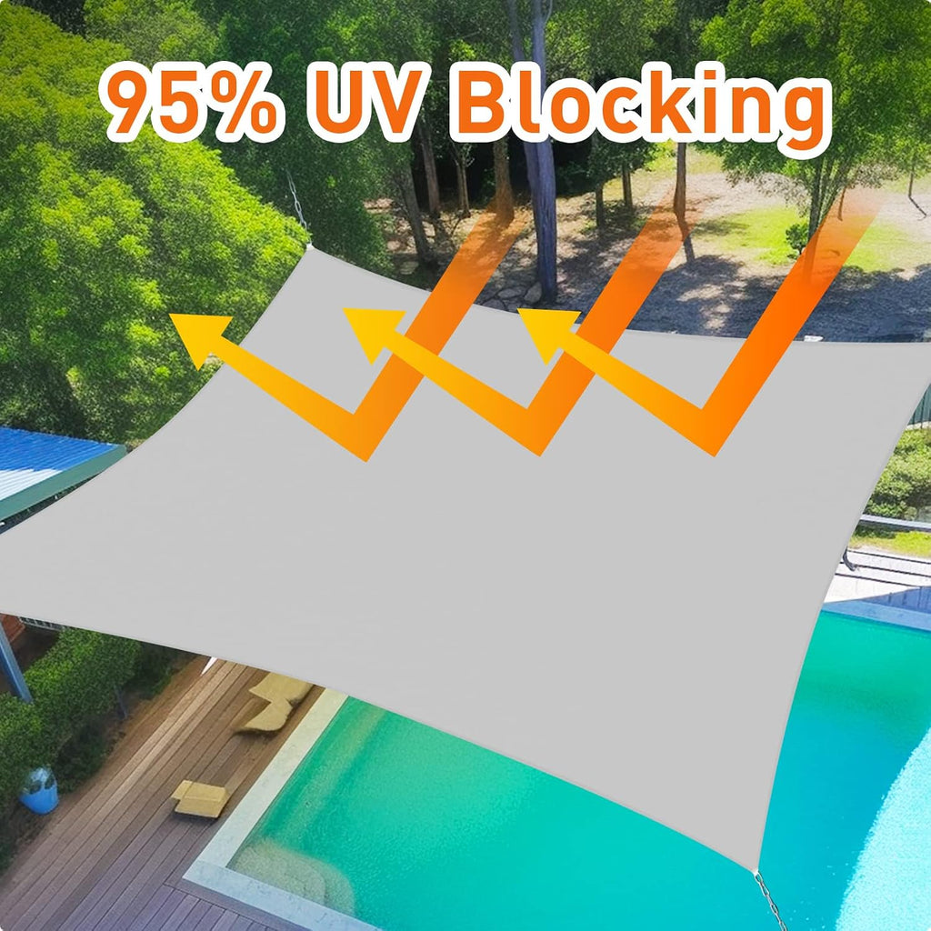 Shade Sail 13'X17' Rectangle Light Grey Breathable UV Block Outdoor Canopy for Backyard Patio Pergola Garden Deck(We