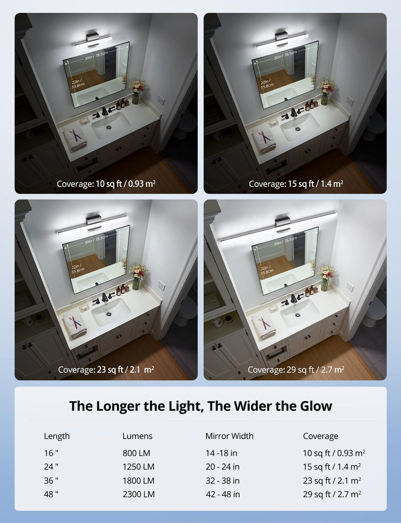 Black Bathroom Light Fixtures Over Mirror Lighting Gentle, 9W 16 Inch Modern LED Small Vanity Lamp Bar IP44 Slim