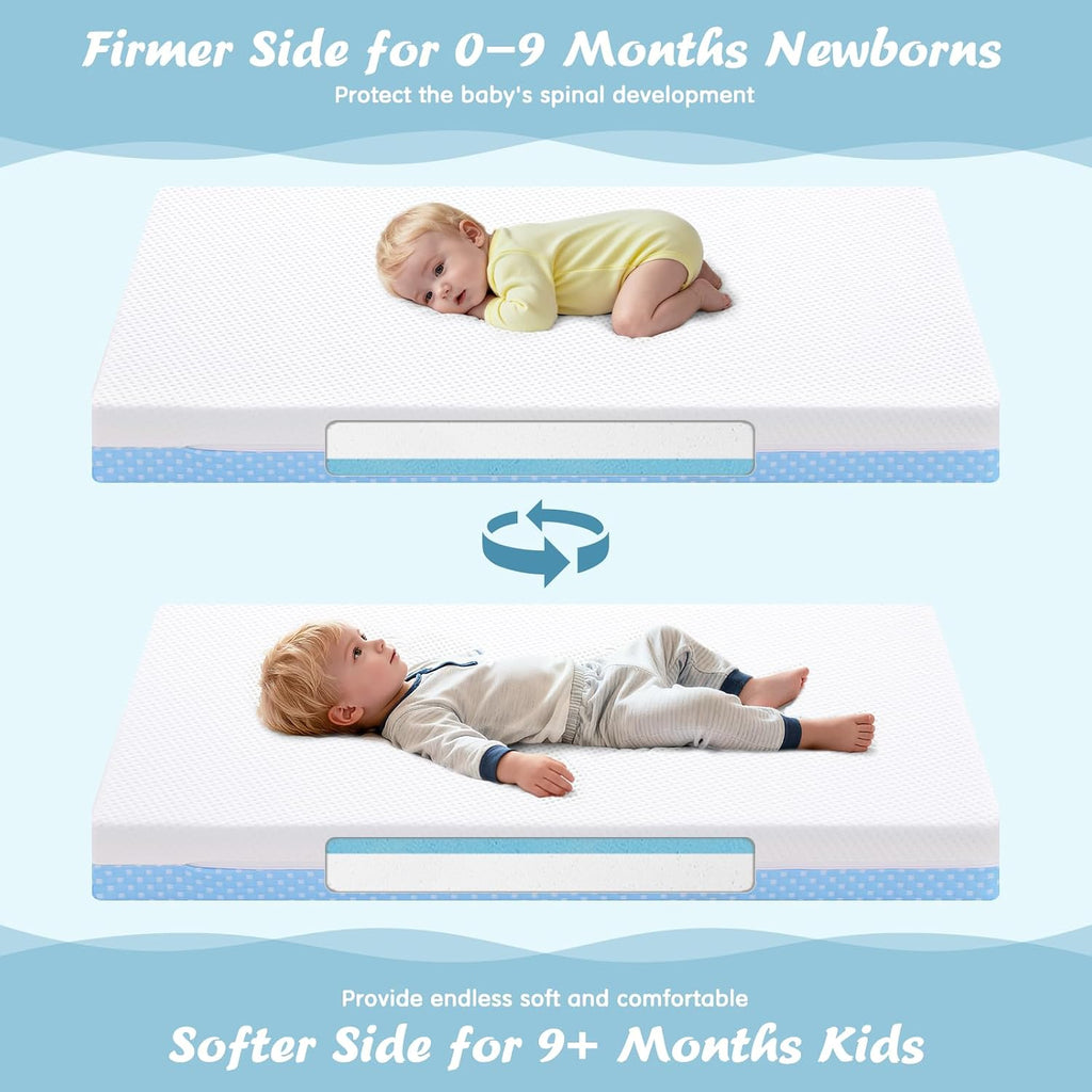 Crib Mattress Dual Sided Memory Foam Baby Toddler Bed Mattress, 52" x 27.6" x 5.5" Soft Breathable Mattresses