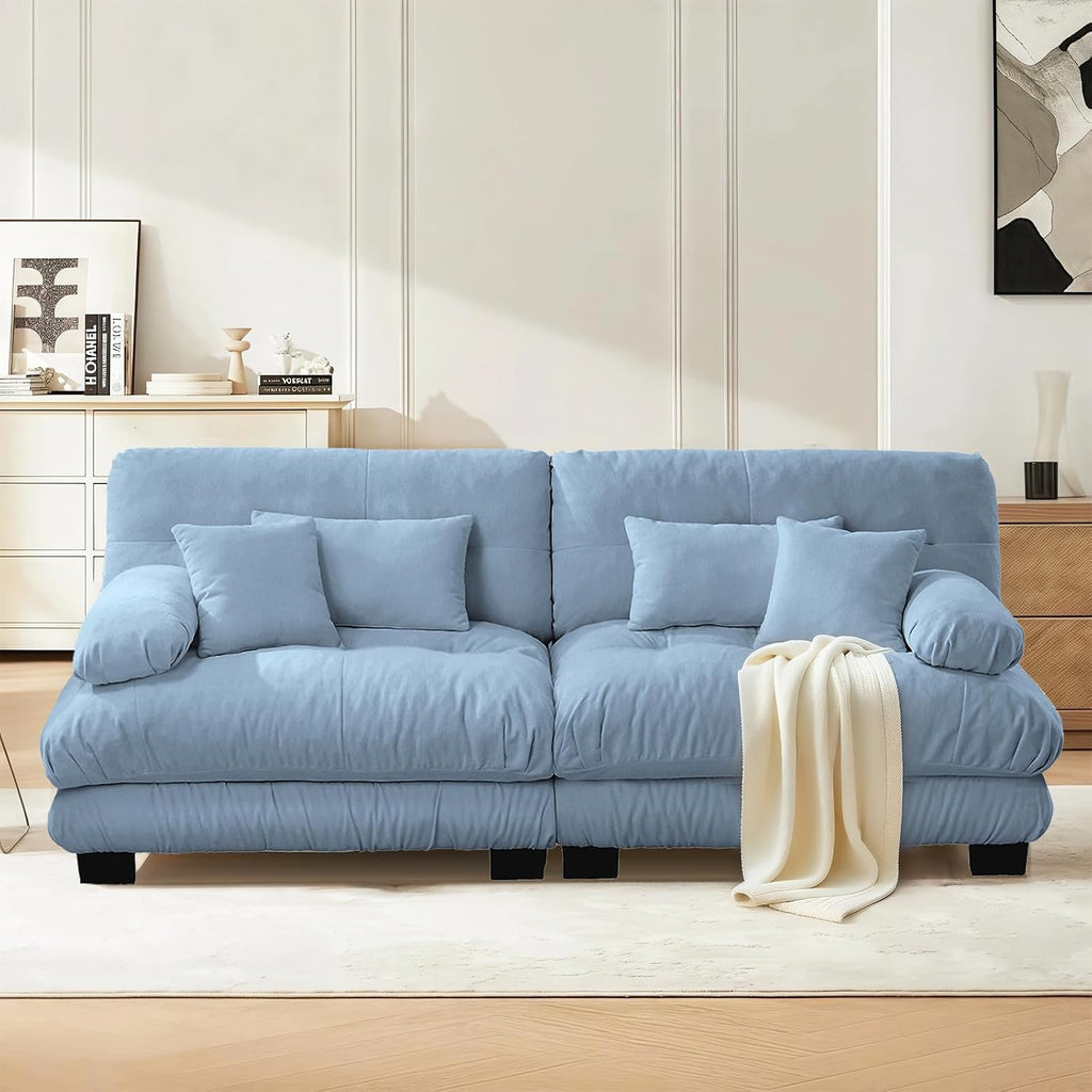 Modern Living Room Velvet Recliner Sofa, Loveseat Sofa , Solid Wood Frame, Easy to Install (94.4 inch,Blue)