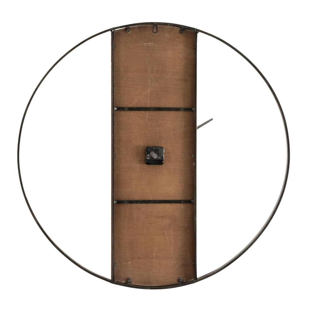 Ladd Modern Numberless Round Wall Clock; 32 Inch Diameter; Hazelnut and Black; Decorative Minimal Metal and Wood