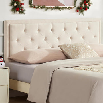 Upholstered Queen Headboard Only, Tufted Headboard Queen, Solid Wood Height Adjustable Modern Head Boards with