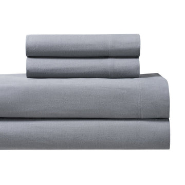 Hotel Flannel Sheet Set 100% Cotton, Soft Flannel, Split King, Gray
