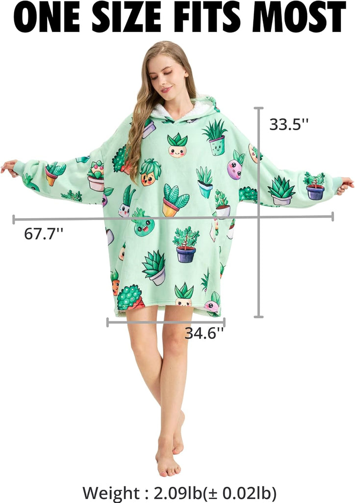 Plant Gifts for Gardening Lovers, Wearable Blanket Hoodie, Hooded Blankets | Oversized Sweatshirt, Cozy, Warm, Soft