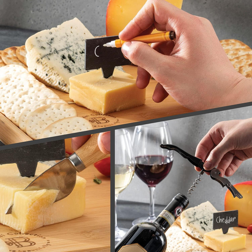 Charcuterie Boards Gift Set, Large Bamboo Cheese Board, Hidden Knife Drawer | Housewarming Gifts New Home, Wedding