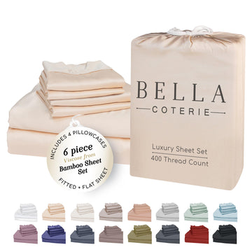 Bella Coterie 6 Piece Luxury Bamboo Viscose Queen Sheet Set