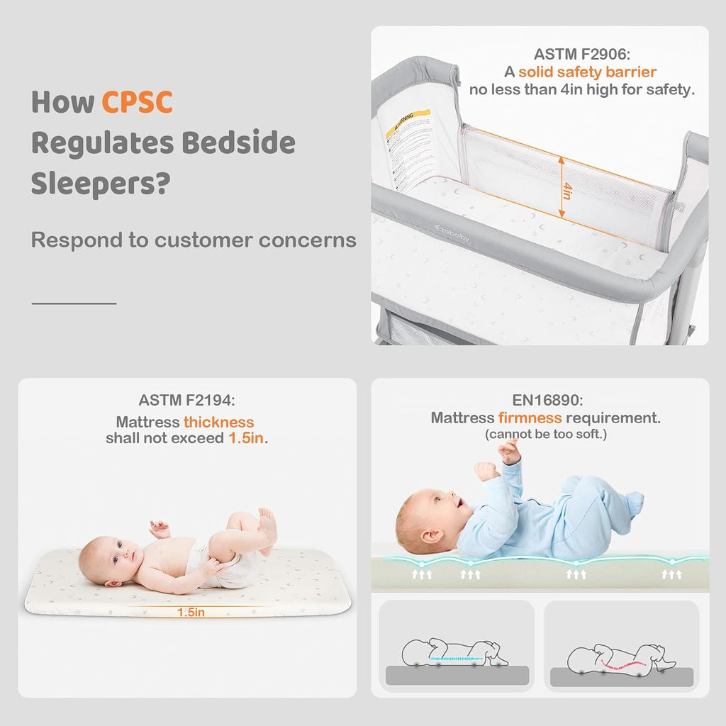 Bedside Bassinet for Baby, Portable Baby Bassinet Bedside Sleeper for Newborn Infants with Wheels Storage Basket