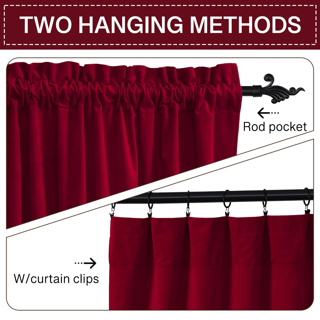 Christmas Red Curtains for Sliding Door, W62 x L90, 2 Panels