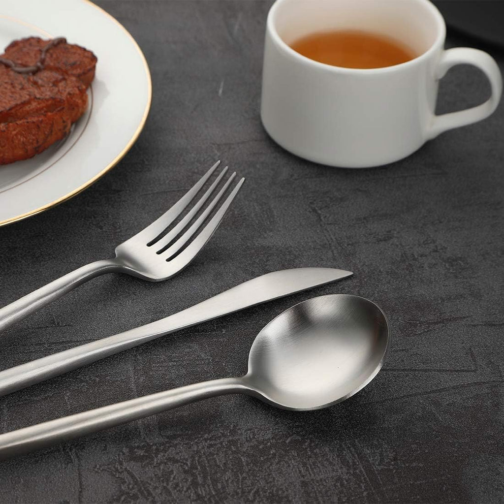 Matte Silverware Set, 20-Piece 18/10 Stainless Steel Flatware Cutlery Utensils Tableware Set Service for 4
