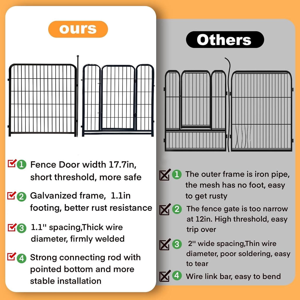 Tall Garden Fence with Gate 48 in(H)×27 in(L) 12 Panels Total 26.6 Ft(L), Garden Fencing to Keep Dogs Out, Heavy Duty