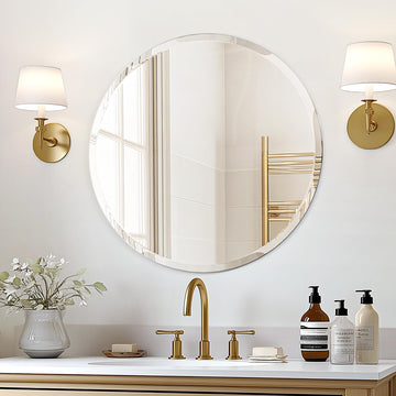 Frameless Round Bathroom Mirror 24"