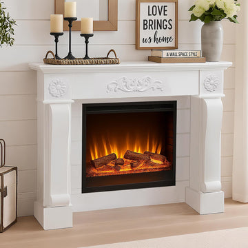 44.5" Fireplace Mantel, Freestanding Fireplace Surround with Leg for Electric Fireplaces, MDF Mantel Surround with