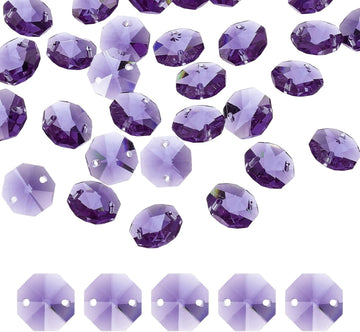 70Pcs 14mm Crystal Octagon Beads, 2-Hole Glass Suncatcher Beads