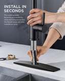 Black Kitchen Faucet with Pull Down Sprayer, High Arc Single Handle Classic Stainless Steel Sink Faucet 1 or 3 Hole