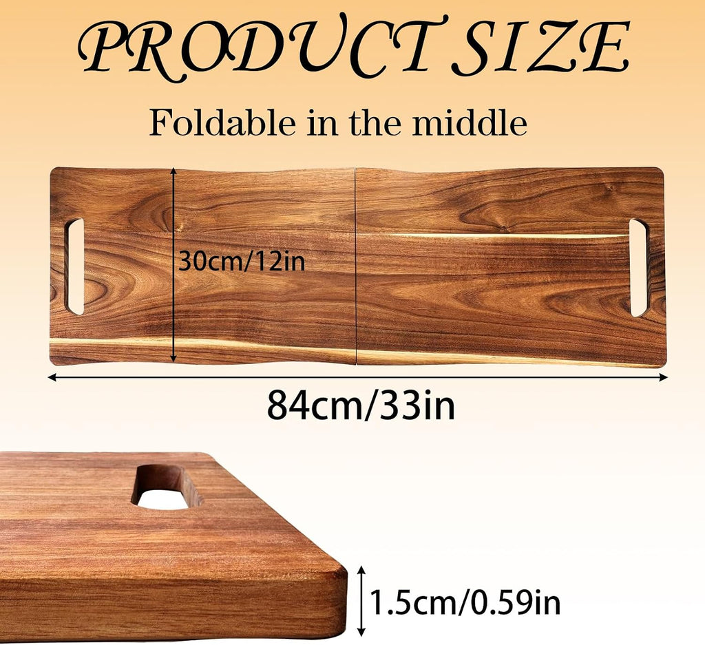 Large Charcuterie Board, 33 x 12 Inch Rectangular Foldable Acacia Wood Tray | Long Charcuterie Boards with Handles