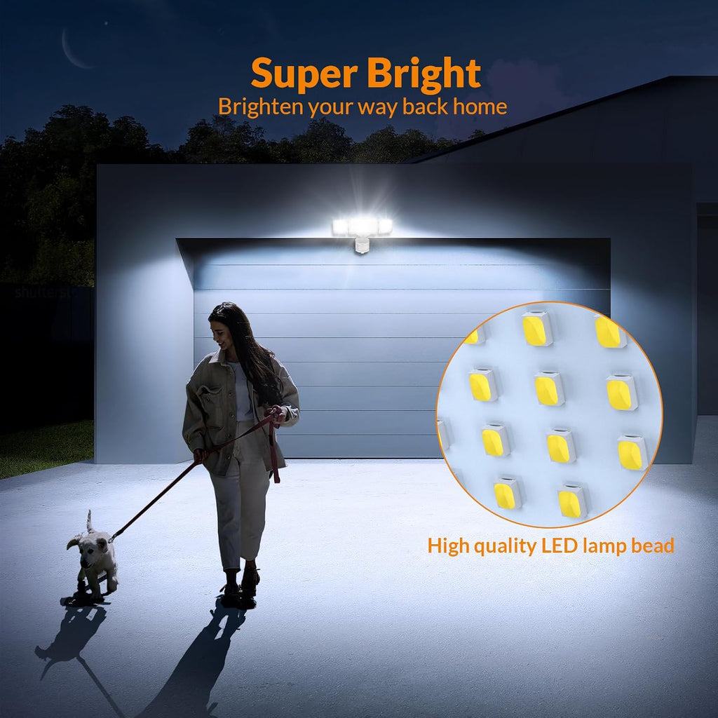 Solar LED Security Lights, PIR Motion Sensor Outdoor, 1600LM, Yard | 5500K Daylight, 72FT180° Motion Sensor Flood