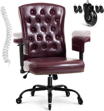 Ergonomic Executive with Wheels and Arms, Tufted Back & Nailhead Trim, Home Office Desk Chairs for Home & Office