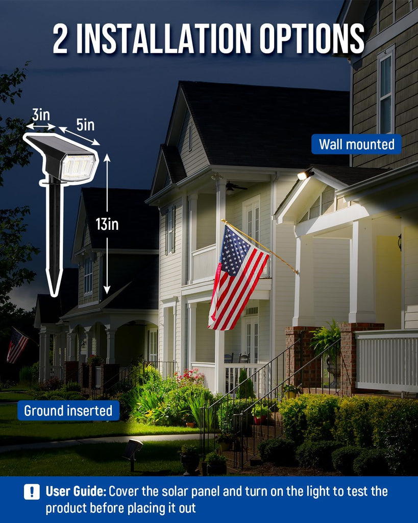 Spot Lights Outdoor Waterproof, Solar Spotlights, 4 Packs, Warm White | 63 LED, 3 Lighting Modes, 120° Adjustable