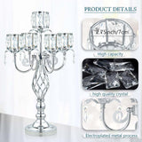 23.2 inch Tall Elegant and Chic 5 Arm Pendant Crystal Candlestick Holder Table Decoration tealight Candle Holder