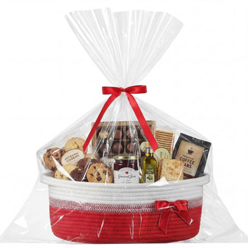 Woven Christmas Gift Basket Empty, Red White