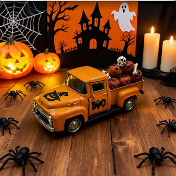 Halloween Decorations Indoor Vintage Metal Truck Pumpkin Tiered Tray Decor