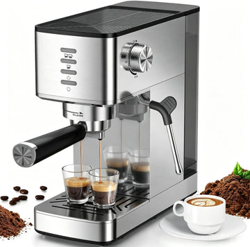Espresso Machine with Steam Wand | 20-Bar Par Pump, Fast Cold Brew Function, 37oz Removable Water Tank, Stainless