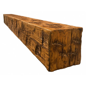 Rustic Fireplace Mantel Shelf, Handcrafted Wood Beam Mantel, Distressed Brown, Farmhouse Style, 60 Inch