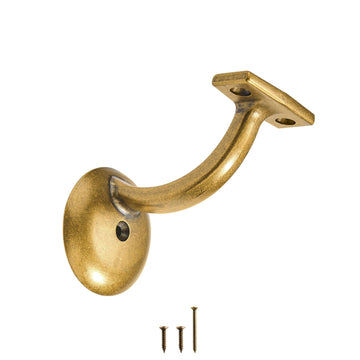 6 Pack Antique Brass Hand Rail Bracket Heavy Duty Hardware for Stairways, Home or Office Vintage Stair Support