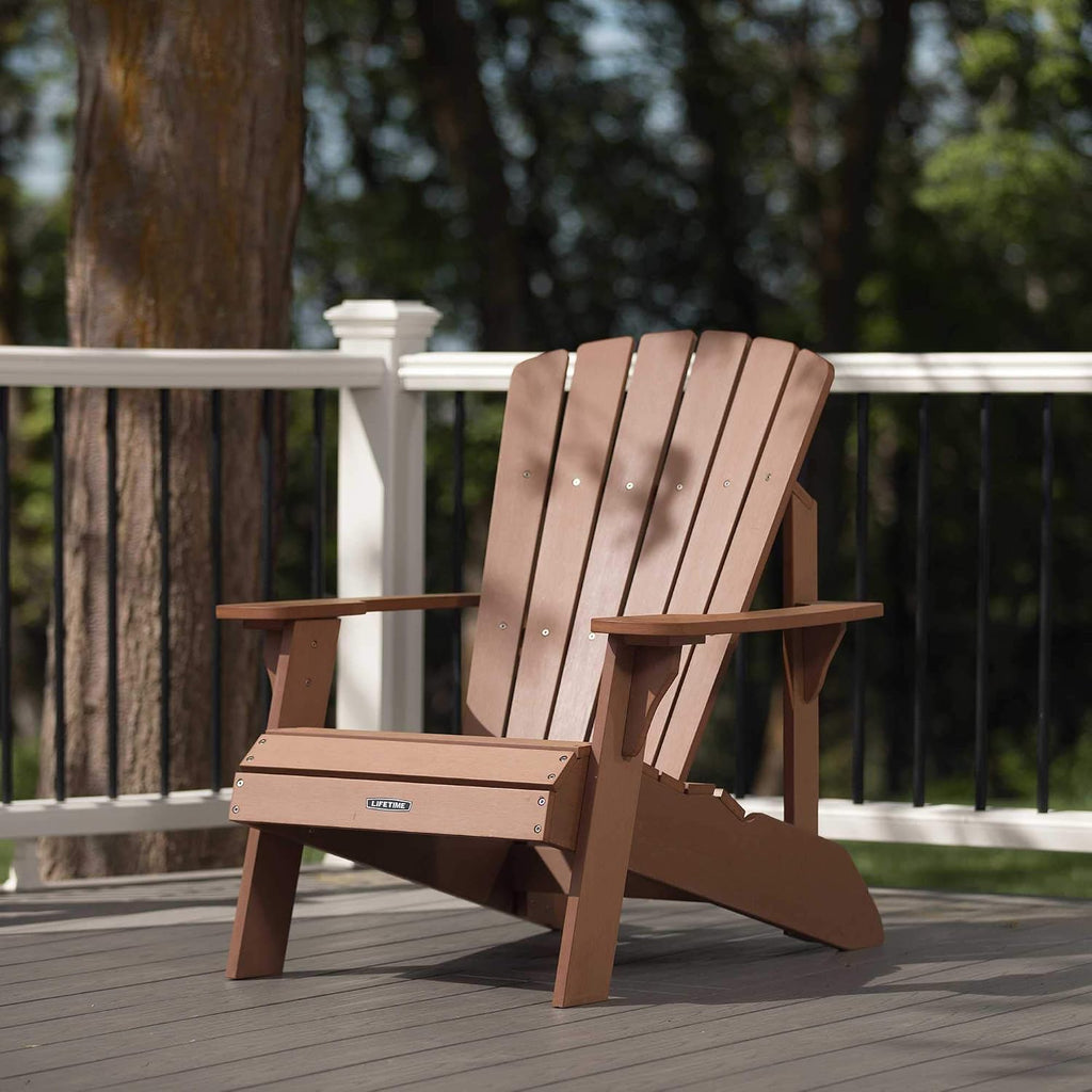 Faux-Wood Adirondack Chair, Weather-Resistant Polystyrene, UV-Protected, 300 lb Capacity, Low-Maintenance Outdoor